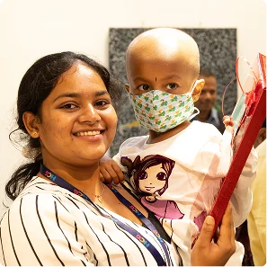 Patient with caregiver smiling