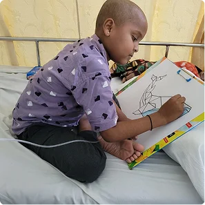 Patient drawing in bed
